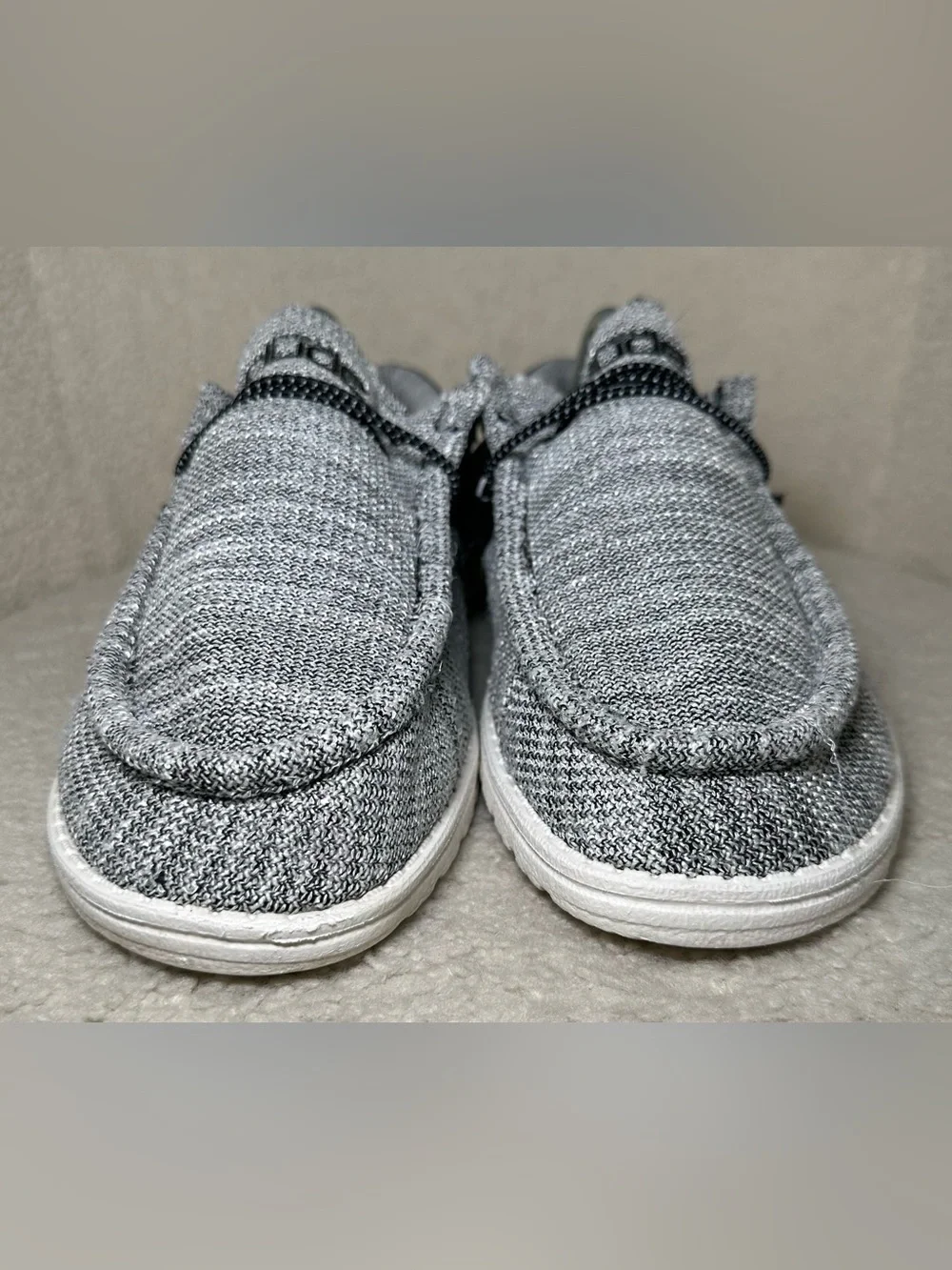 Hey Dude Wally Stretch Yin Yang Loafers Gray Lightweight Casual Slip On Shoes 10